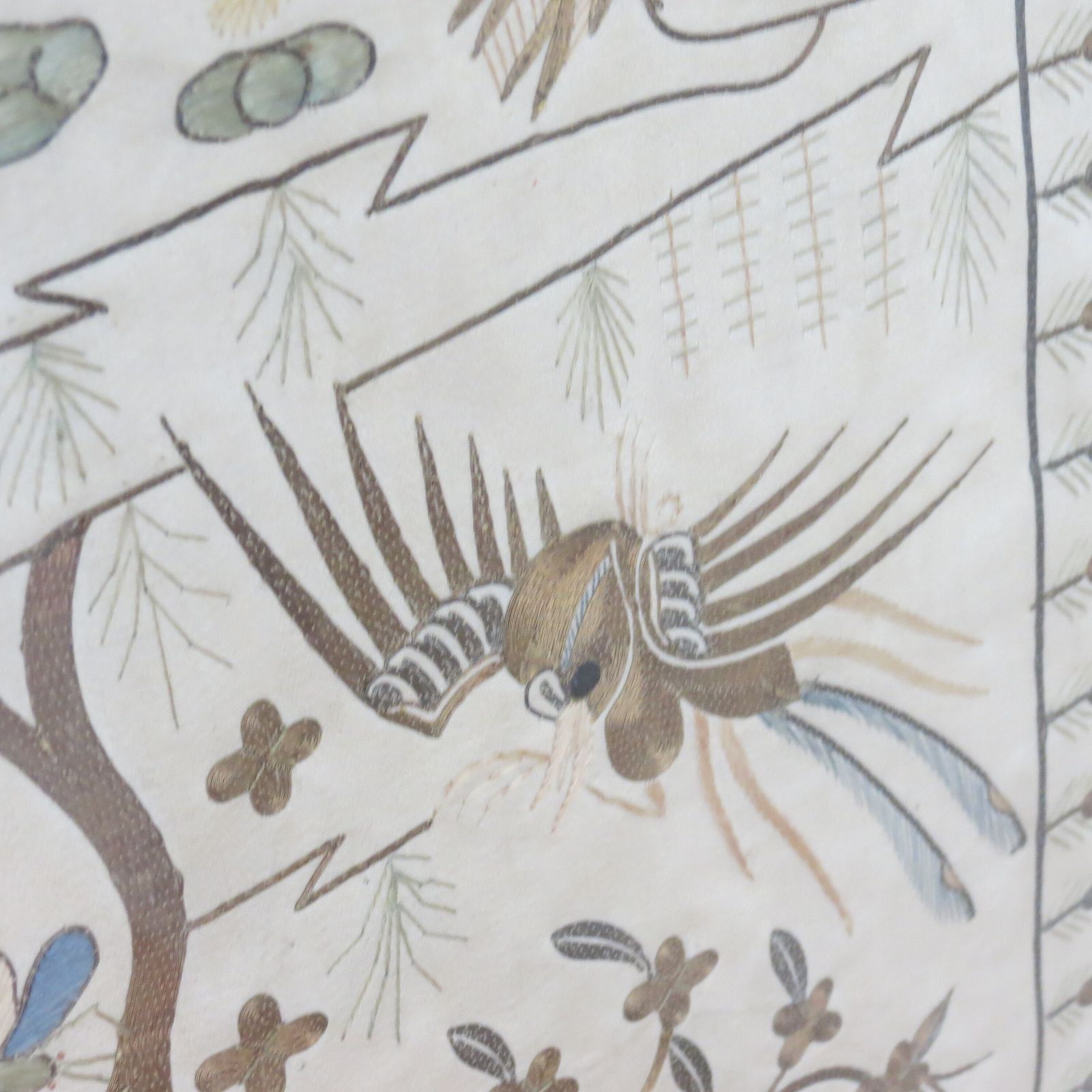 Pair Of Antique Chinese Silk And Metallic Thread Tapestries 1900 Koi Carp photo vintage