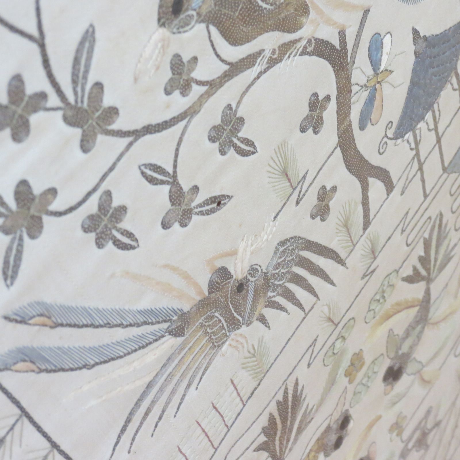Art Pair Of Antique Chinese Silk And Metallic Thread Tapestries 1900 Koi Carp photo