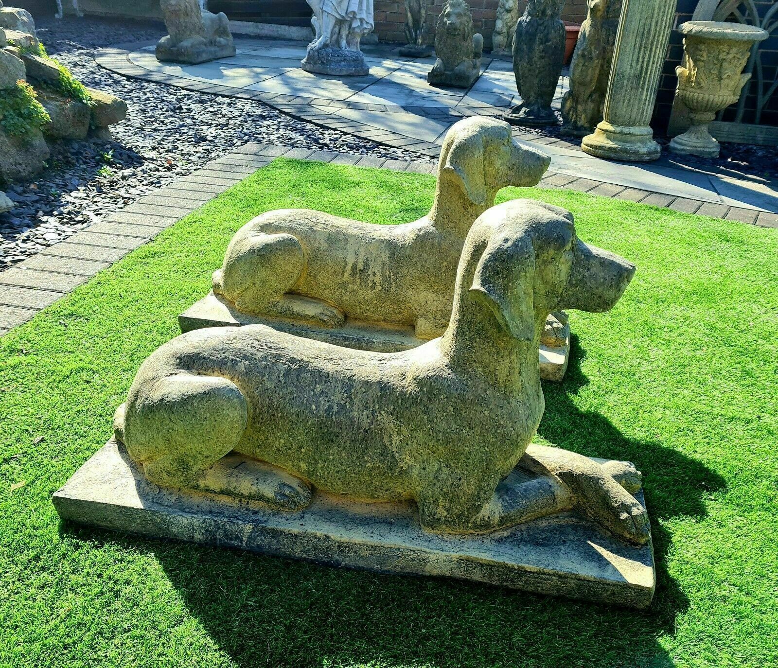 Garden Decor 19th Centuary Vintage Stone Laying Pointer Hunting Dogs   Delivery Available Via Our Sister Specialist Courier Company 0137. photo