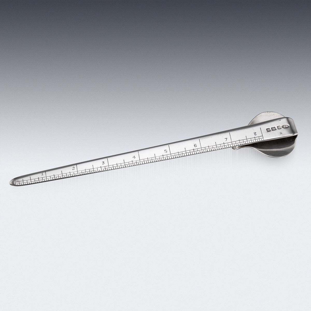 Antique 20th Century English Solid Silver Letter Opener & Measure C.1918 photo for sale