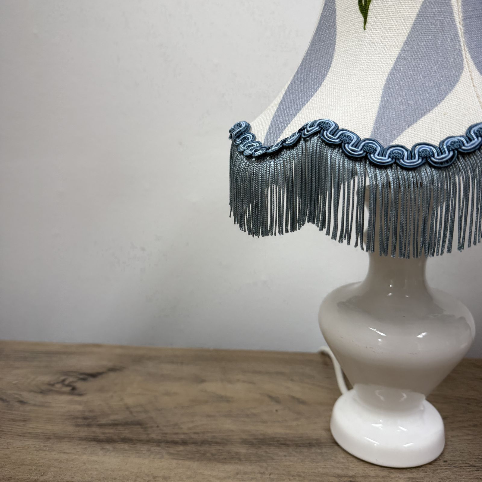 1970's Pair Of White Ceramic Lamps With Sophie Harpley Lampshades photo furniture