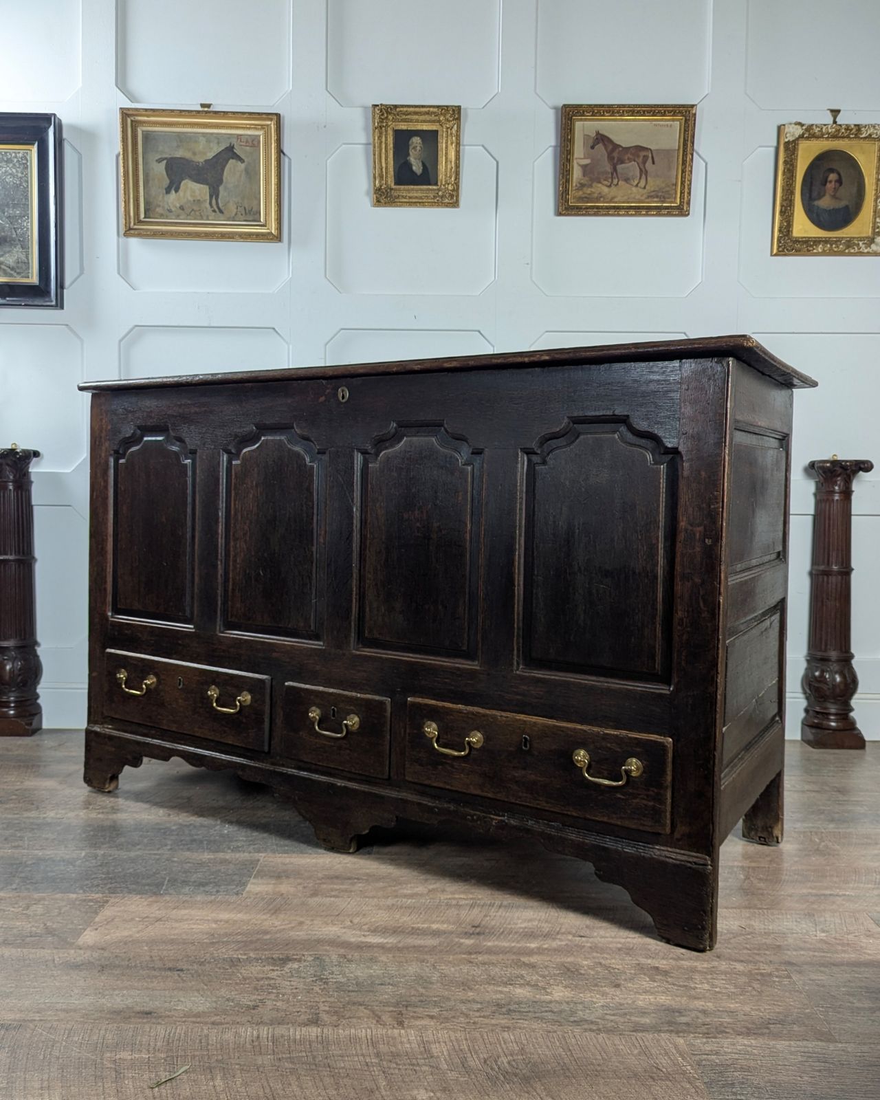 Large 18th Century Oak Mule Chest With Drawers And Hidden Storage photo for sale