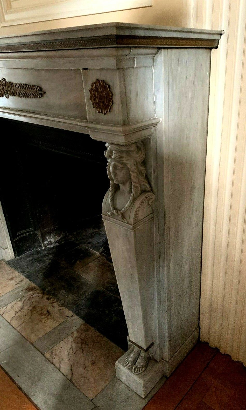 photo for sale Turkish Blue Marble Empire Style Fireplace Antique Fireplace
