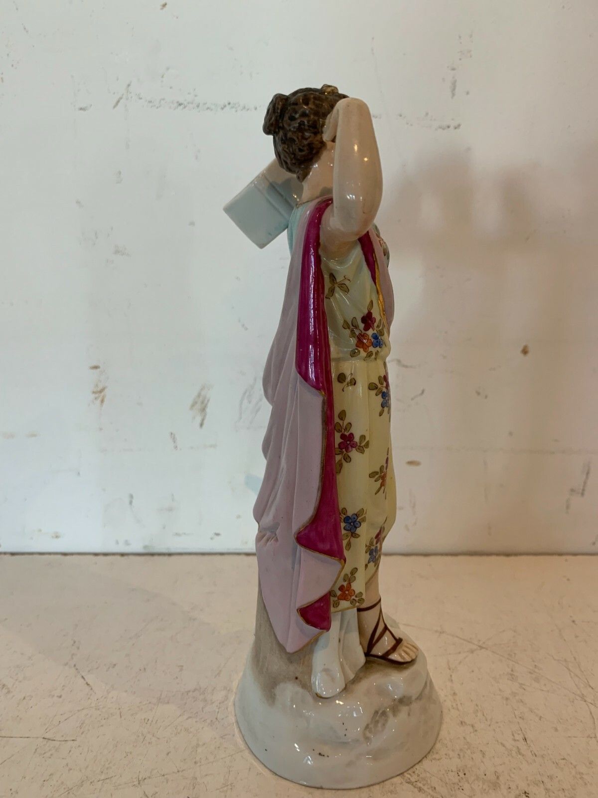 Polychrome Porcelain Group "Young Woman Draped" 20th Century photo 242.25