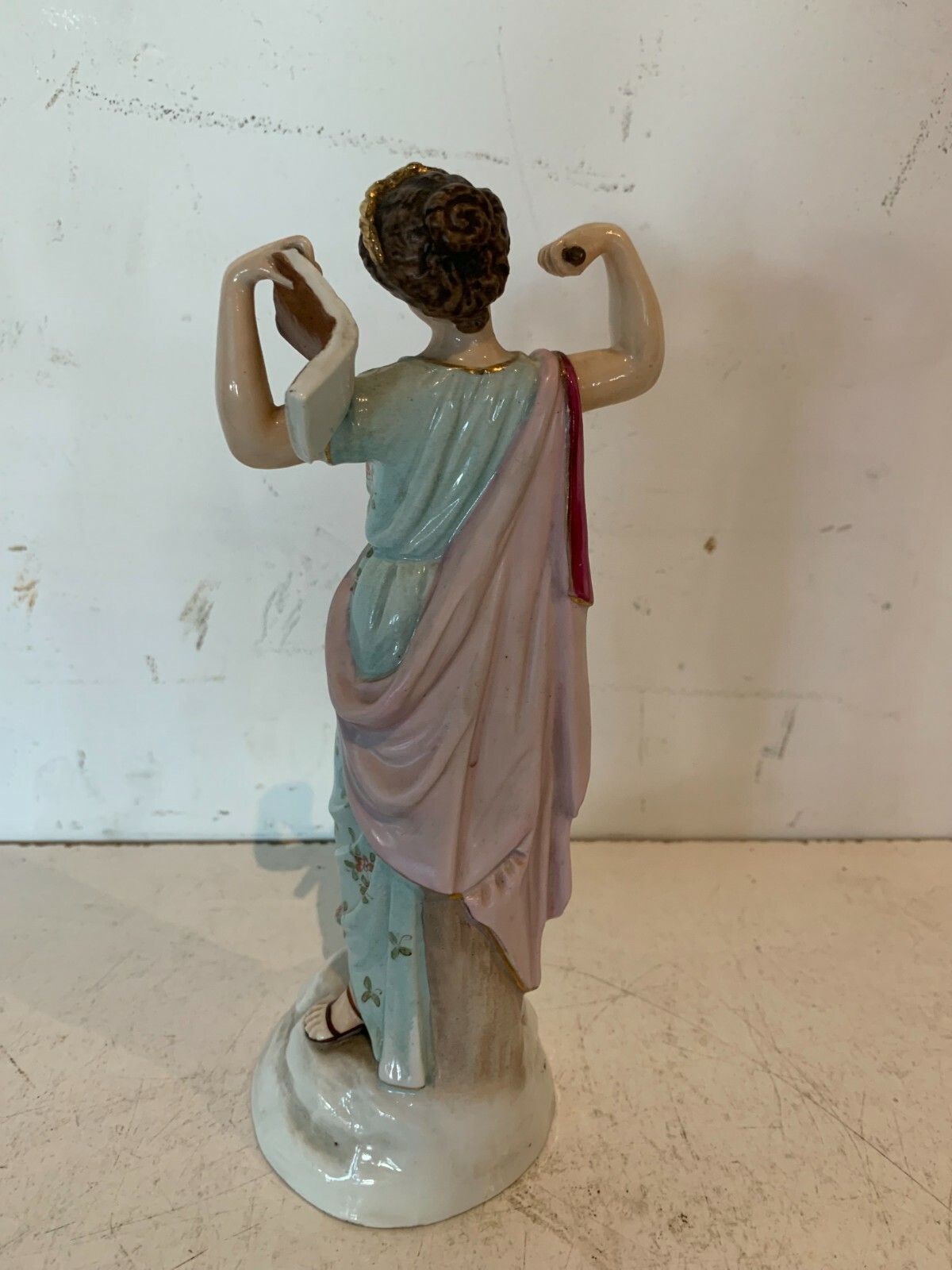 Polychrome Porcelain Group "Young Woman Draped" 20th Century photo vinterior