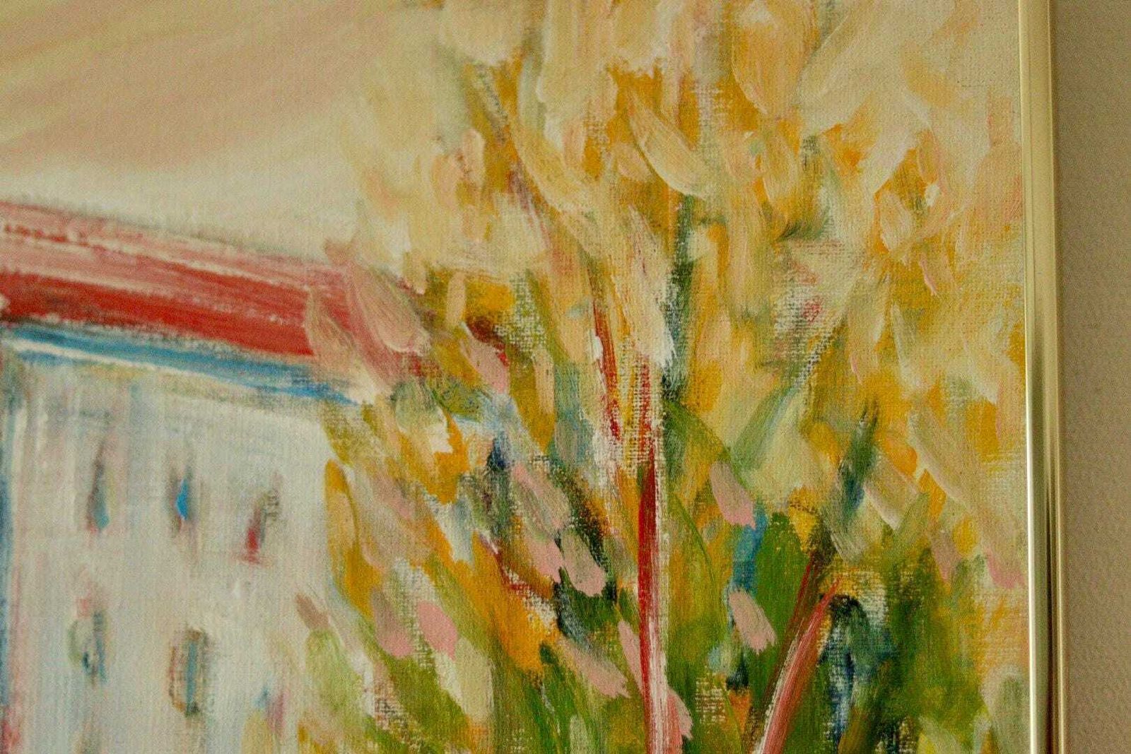 Original Swedish Oil On Canvas "Motif At Polcastro, Campagna Italy" By Gunnar Ingemar Erixon – Vintage & Framed | 66 × 59 Cm / 26 × 23.2 In photo vintage