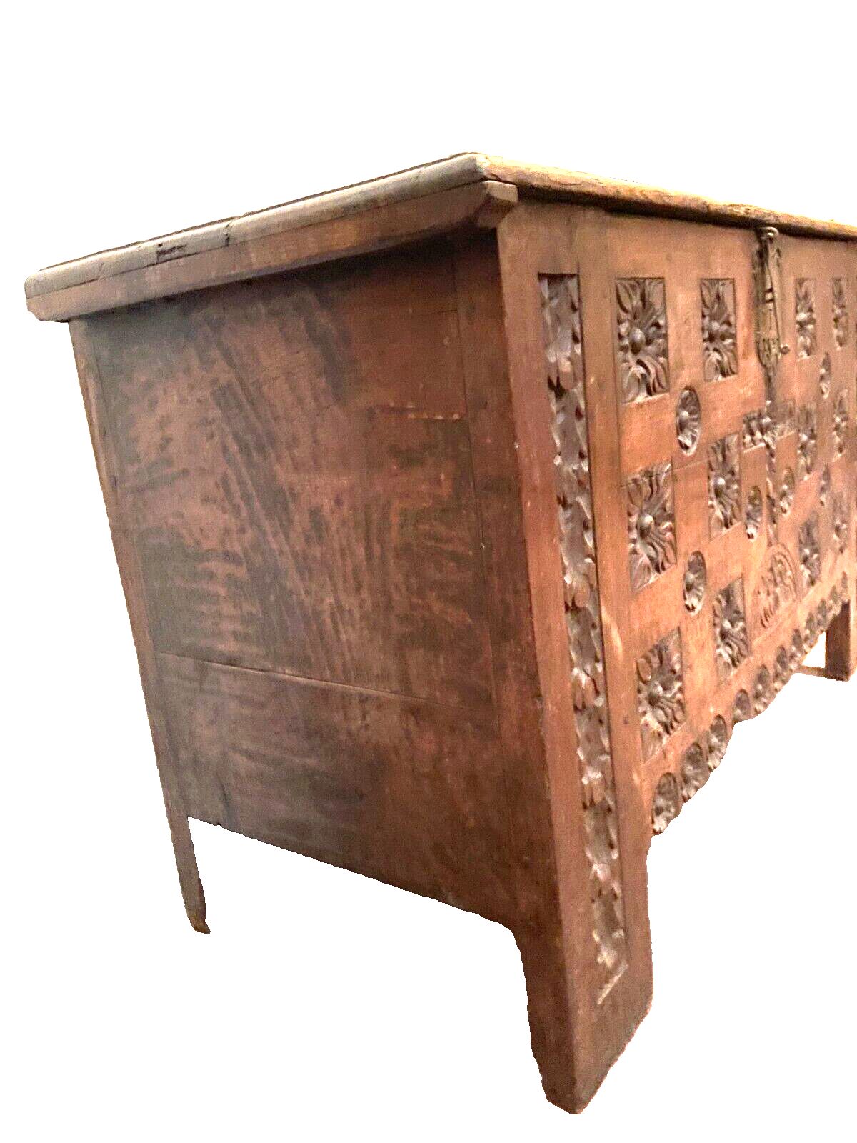 Antique Renaissance Style Carved Oak Chest 18th Century photo buy