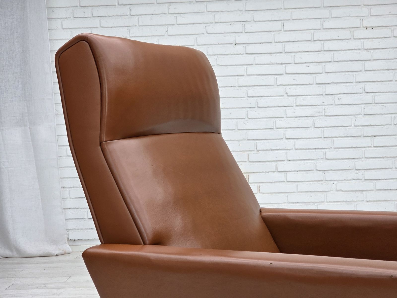 595.0 1970s, Danish Highback Armchair By Vejen Polstermøbelfabrik, Original Condition. photo