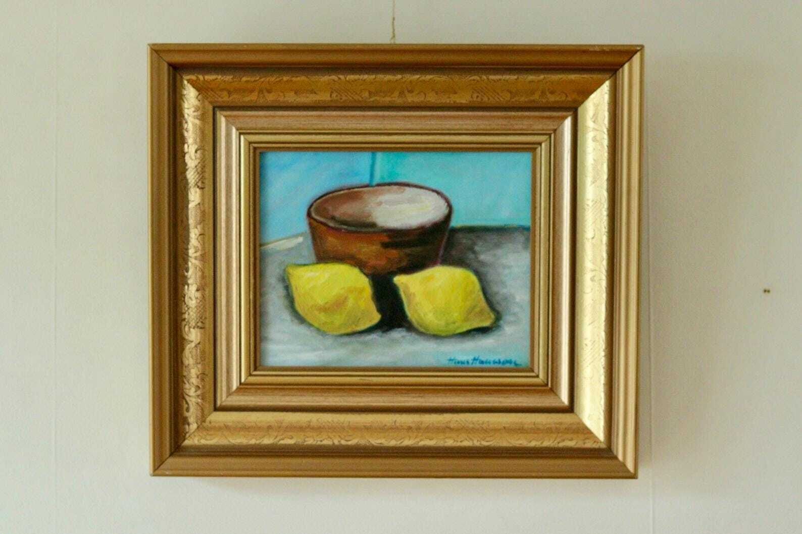 photo furniture Original European Still Life Oil On Panel Painting By Hans Haussdal – Vintage & Framed | 43 × 38 Cm / 16.9 × 15 In