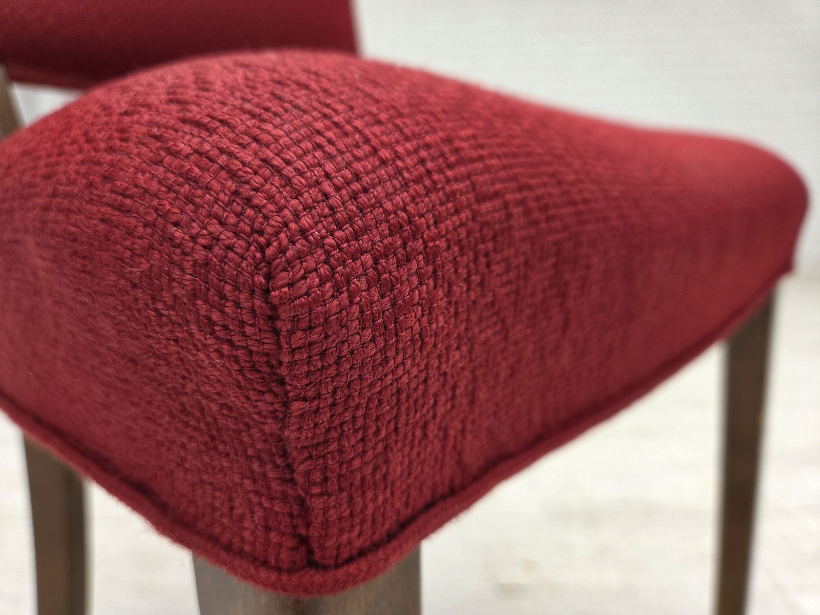 Furniture 1960s, Set Of 6 Pcs Danish Dining Chairs By Slagelse Møbelværk, Furniture Wool, Beech Wood. photo