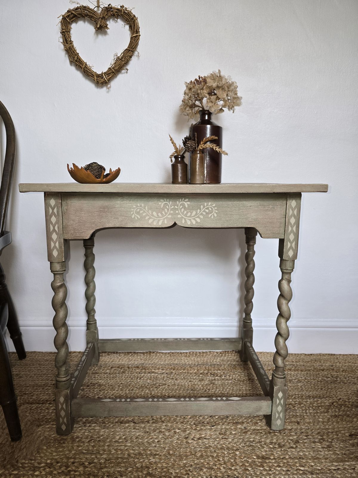 Rustic Hand Painted Barley Twist Table photo 195.0