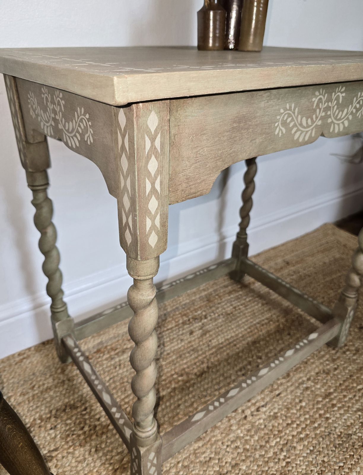 Rustic Hand Painted Barley Twist Table photo vinterior