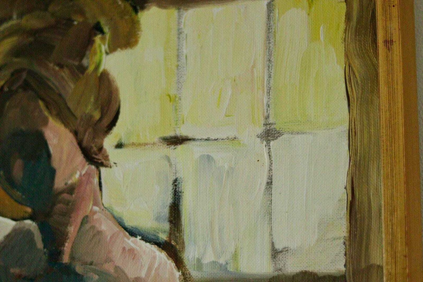 Original Swedish Oil On Canvas – “Woman’s Study” By Ebbe Höglund – Vintage & Framed, 64 X 43 Cm (25.2 X 16.9 In) photo vintage