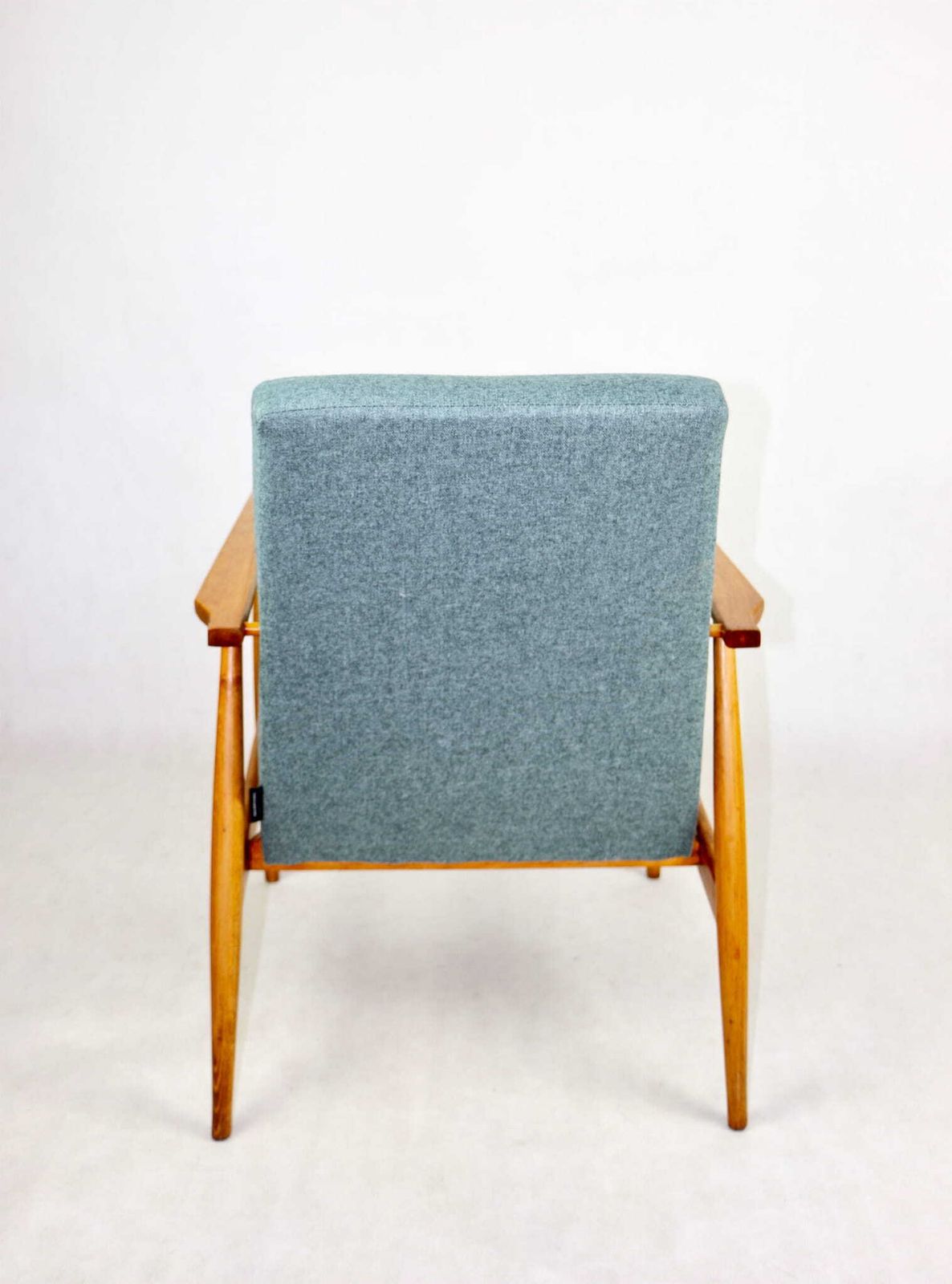 Armchair "Lis", 70s Turquoise Tweed Design Henryk Lis   Natural Beech Wood photo Furniture