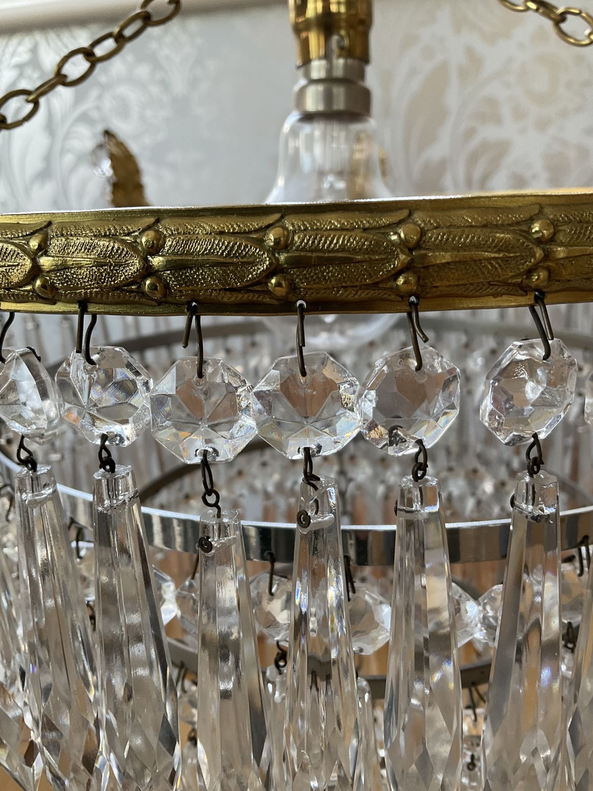 Art Deco Five Tier Crystal Glass Chandelier photo buy