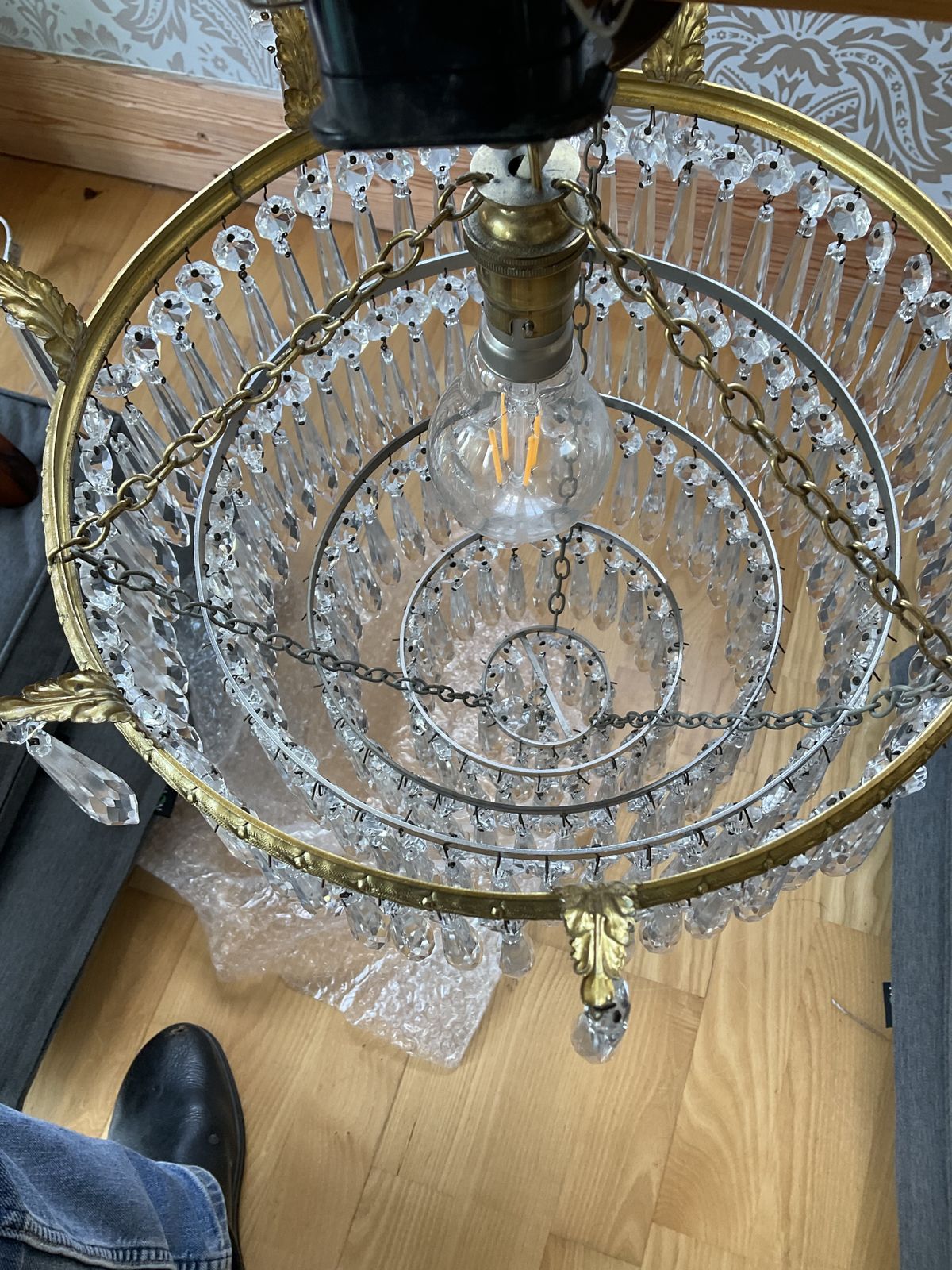 photo furniture Art Deco Five Tier Crystal Glass Chandelier