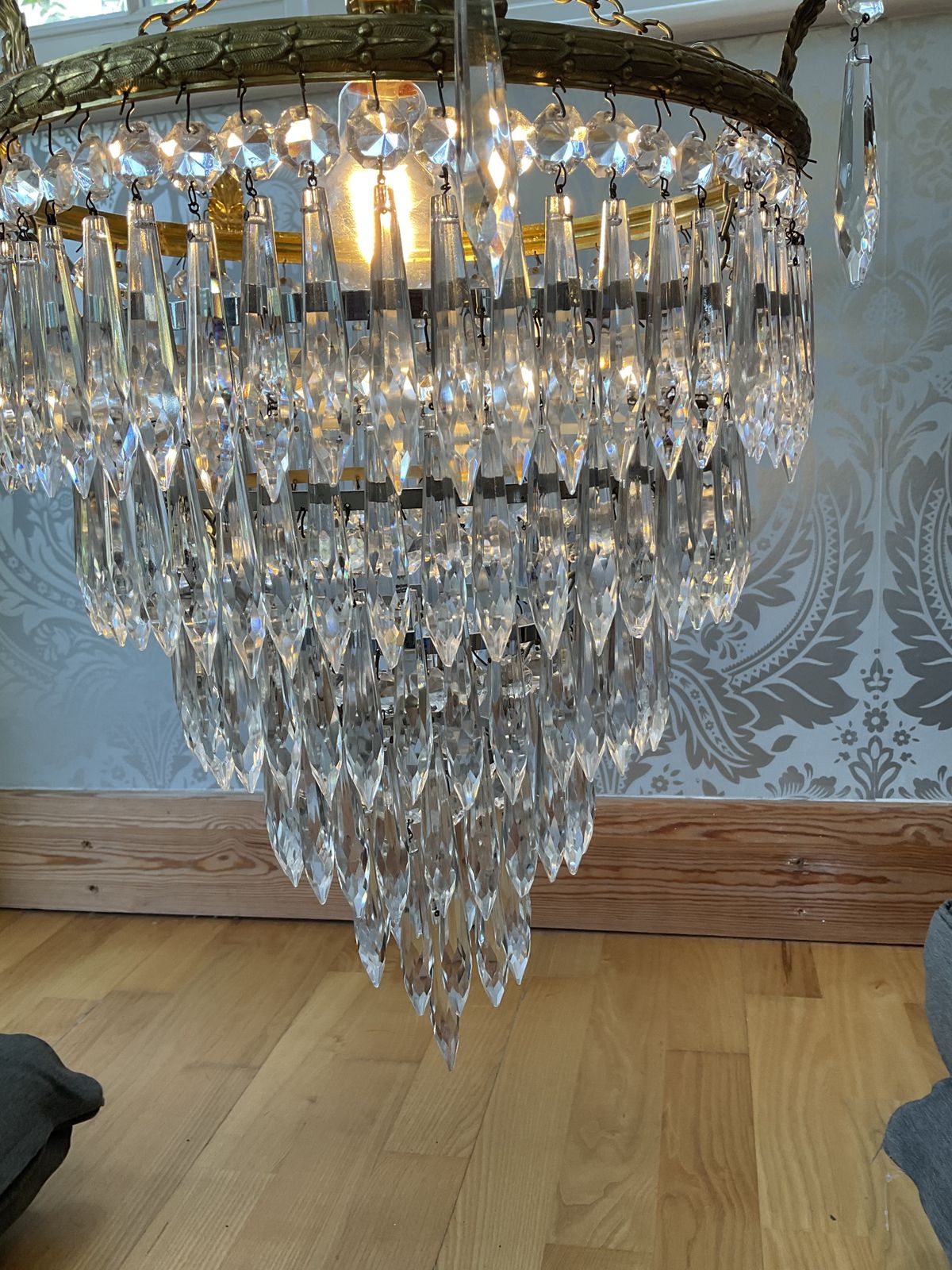 photo buy Art Deco Five Tier Crystal Glass Chandelier