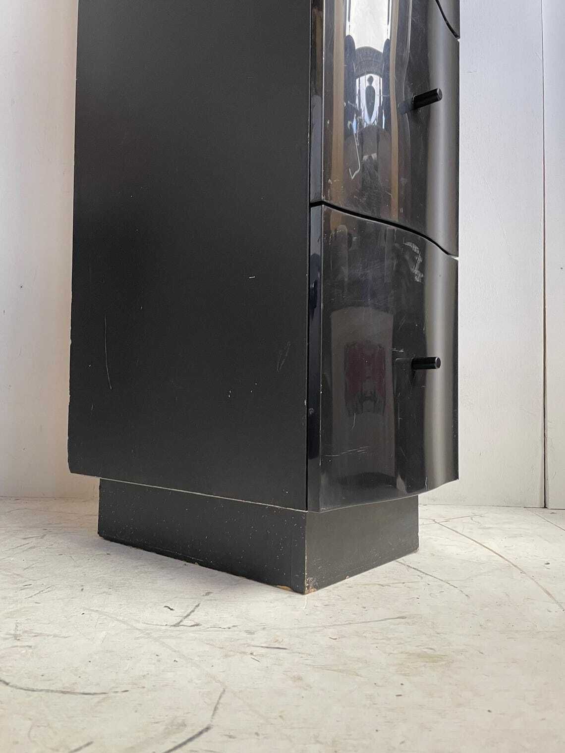 Vintage Vajer Wavy Curvy Tallboy Chest Of Drawers In Black By Jelinek For Ikea In Mid 90s photo vinterior