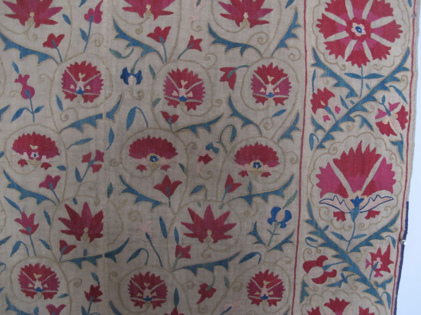 Miniature Silk Embroidered Suzani, Uzbekistan, Circa 1850, 1.38m X 1.08m photo for sale