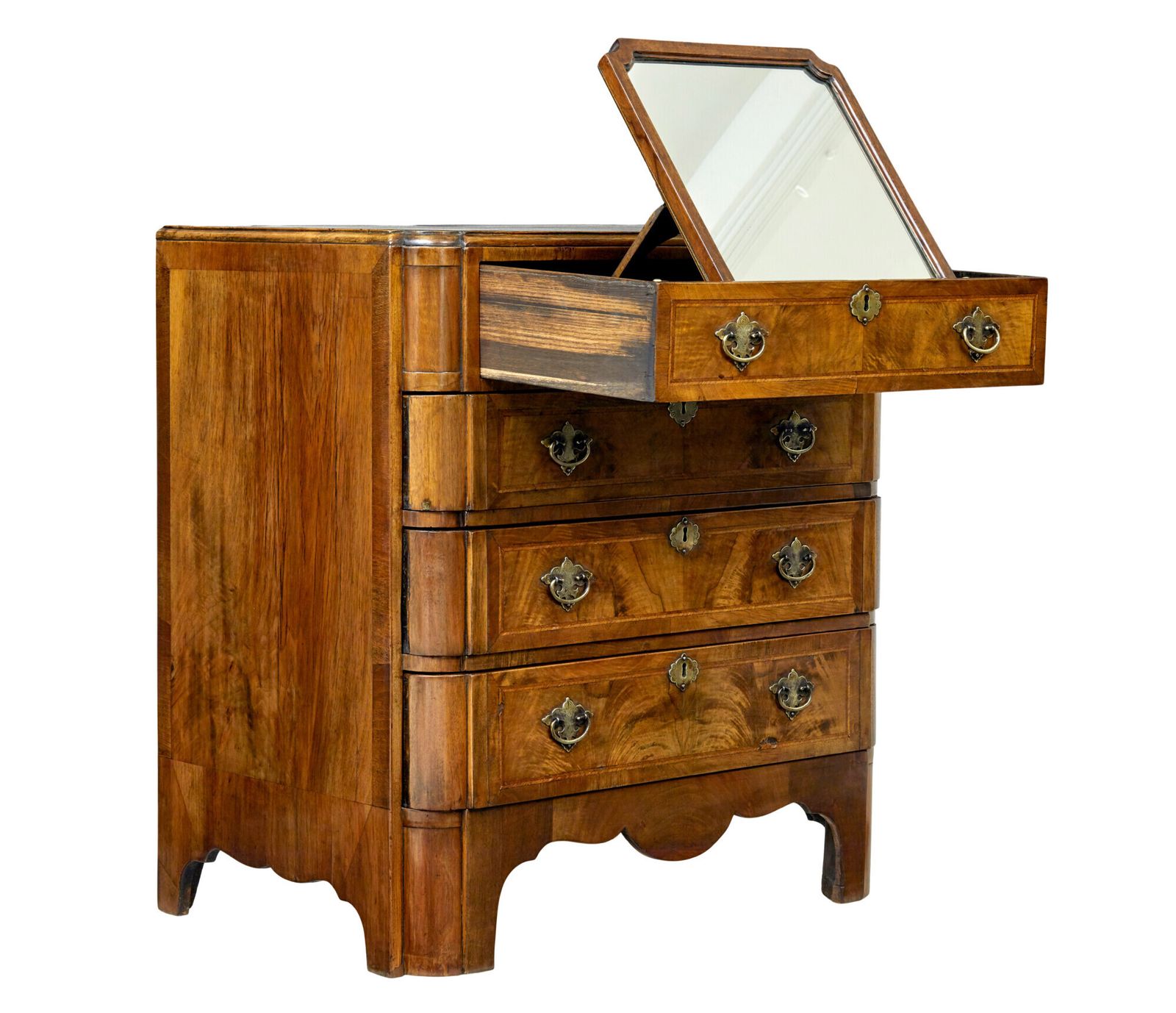 Early 20th Century Walnut Queen Anne Inspired Chest Of Drawers photo for sale