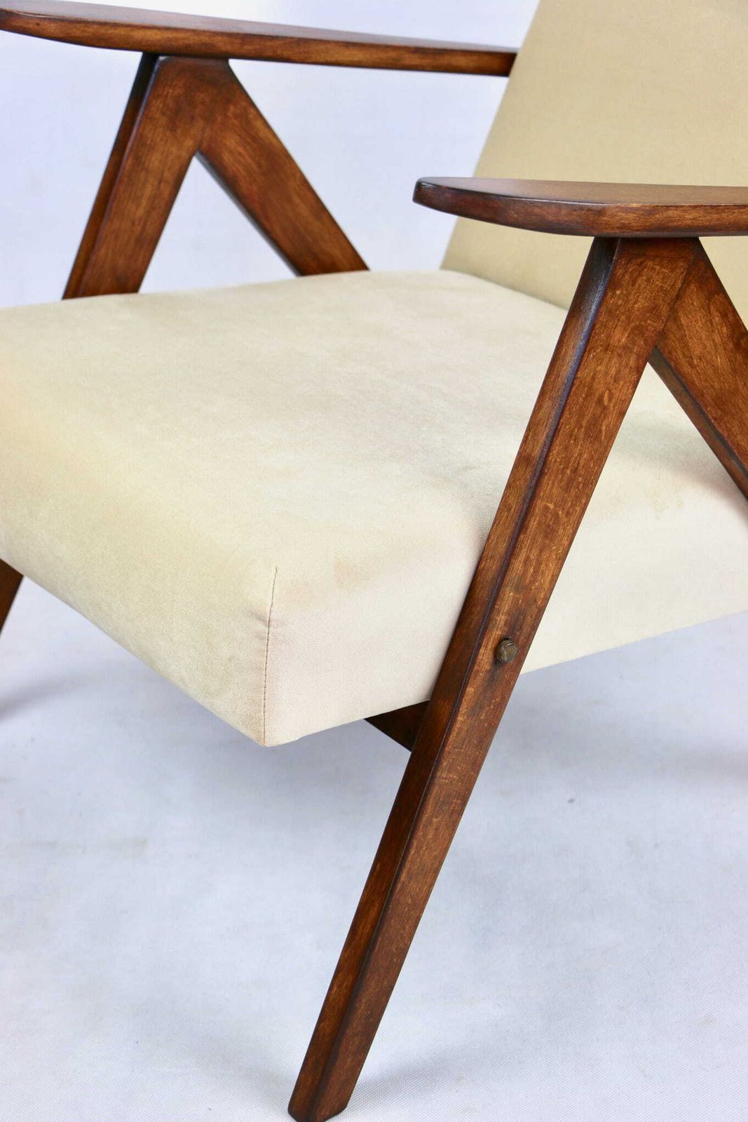 Vintage Armchair B 310 Var Beige Light Brown Velvet   2 Pieces Available photo Furniture