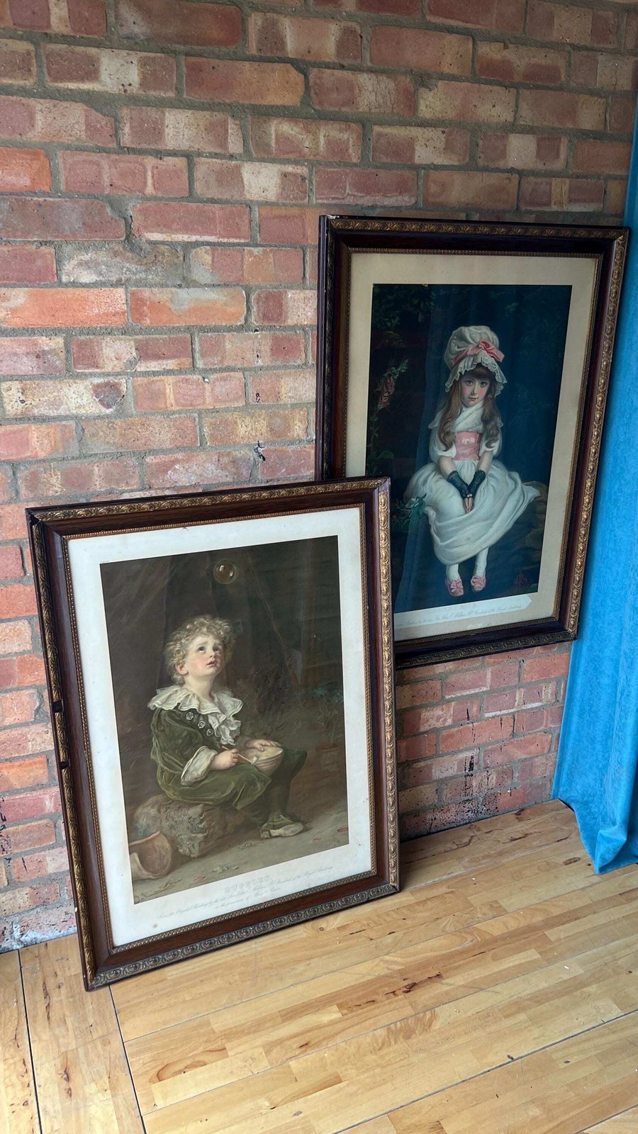 Pair Of Antique Victorian Hand Pulled Lithographs “Cherry Ripe” And “Bubbles”   C. 1800’s, Framed & Glazed