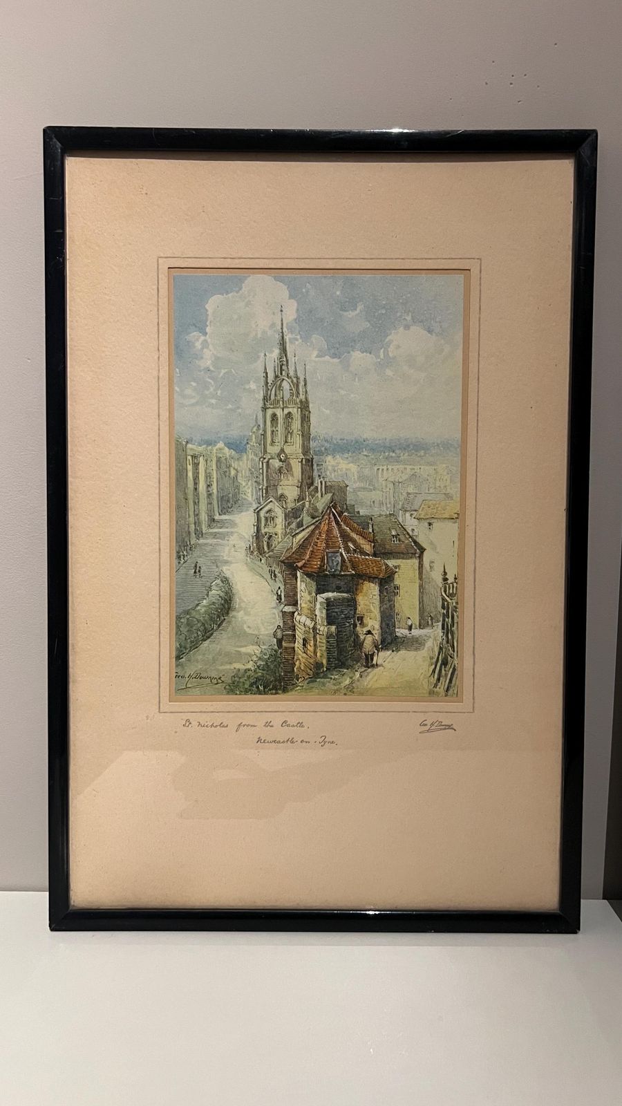Charming Set Of Two Signed George Henry Downing Framed Prints Of Newcastle On Tyne photo furniture