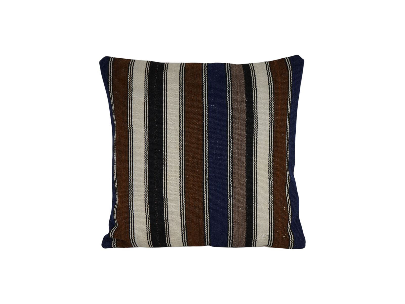 Bohemian Striped Turkish Kilim Pillow  Rustic Wool Pattern   Handcrafted Decor