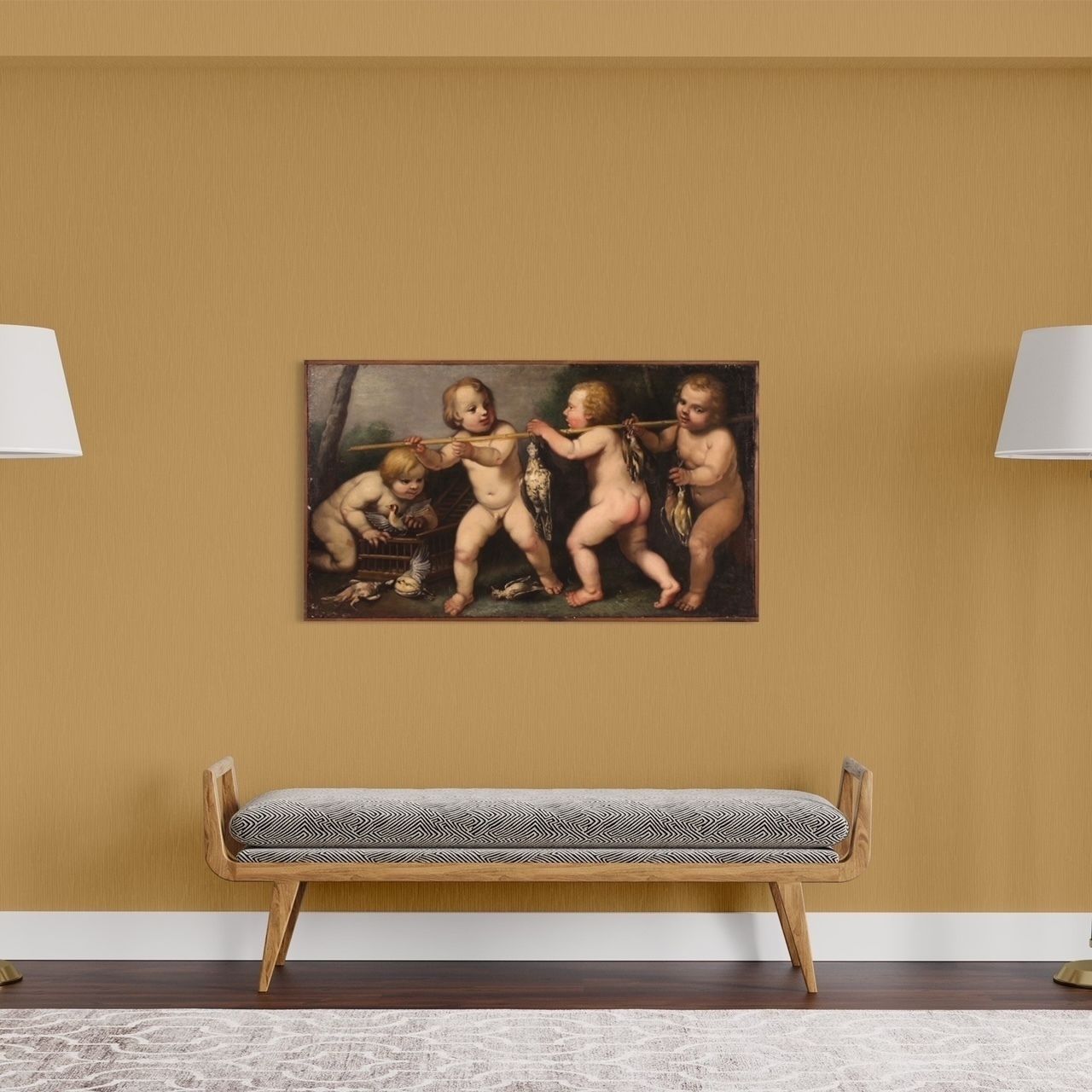17th Century Rudolphine School Painting, Cherub Games photo for sale