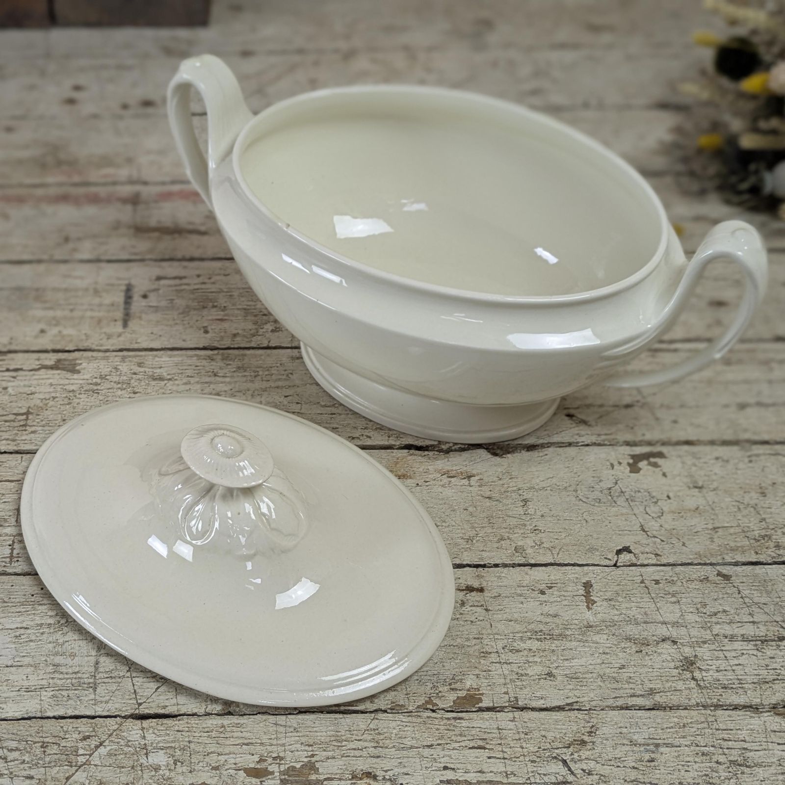 photo furniture Antique French White Ironstone Tureen Elegant Neoclassical Design 19th Century Serving Dish Grand Farmhouse Decor Wabi Sabi