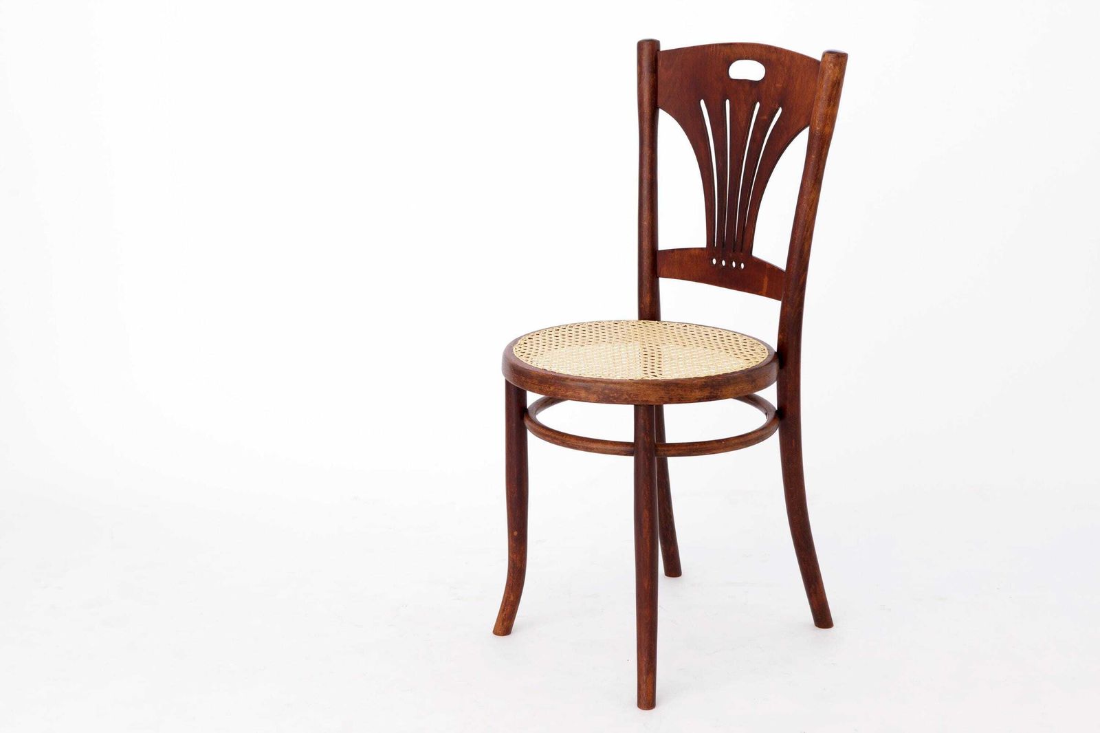 Set Of 4 Restored Viennese Café Chairs – Early 20th Century, Hand Caned Seats photo for sale
