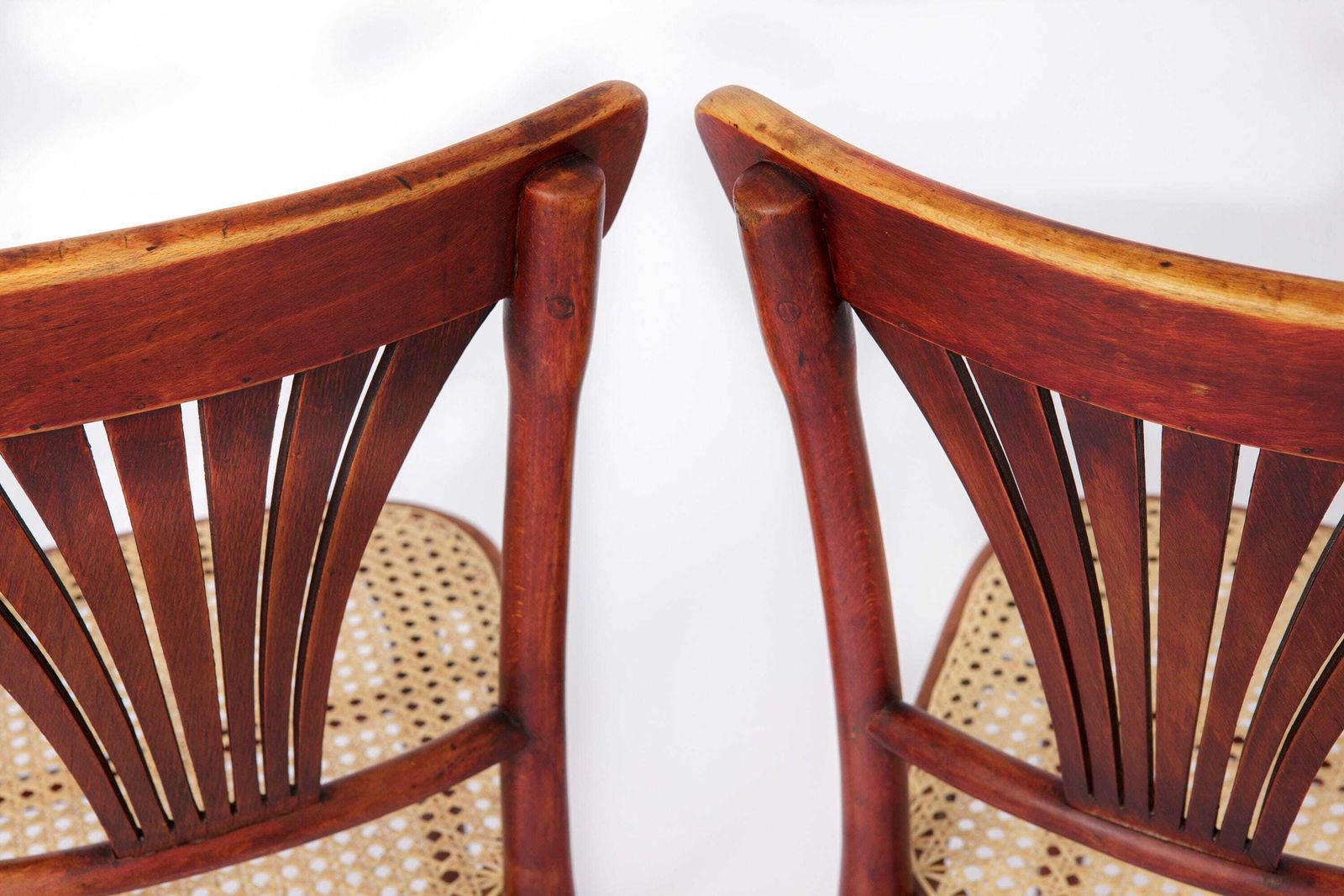 Set Of 4 Restored Viennese Café Chairs – Early 20th Century, Hand Caned Seats photo buy