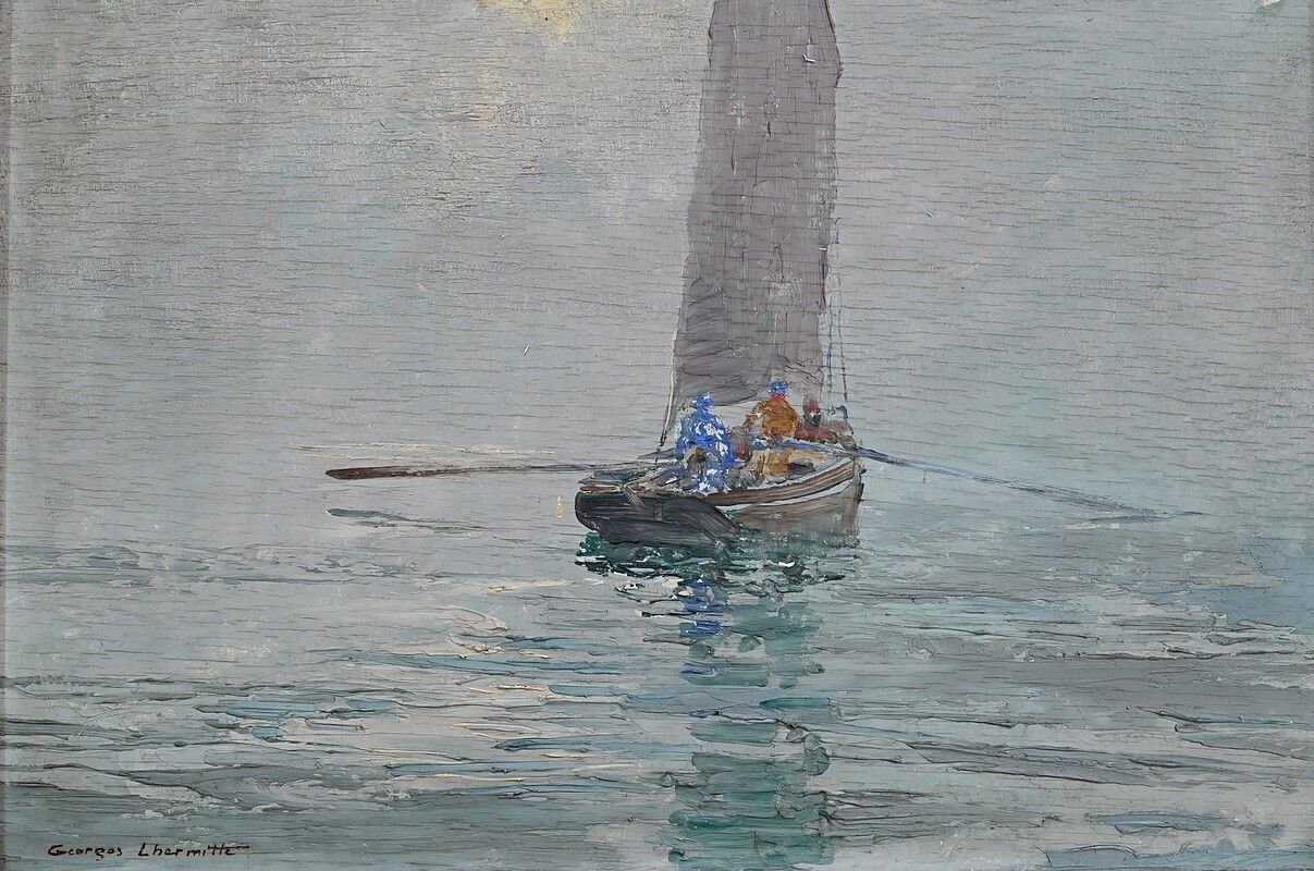 Painting “In The Mist” By G. Lhermitte – 1930 photo vinterior
