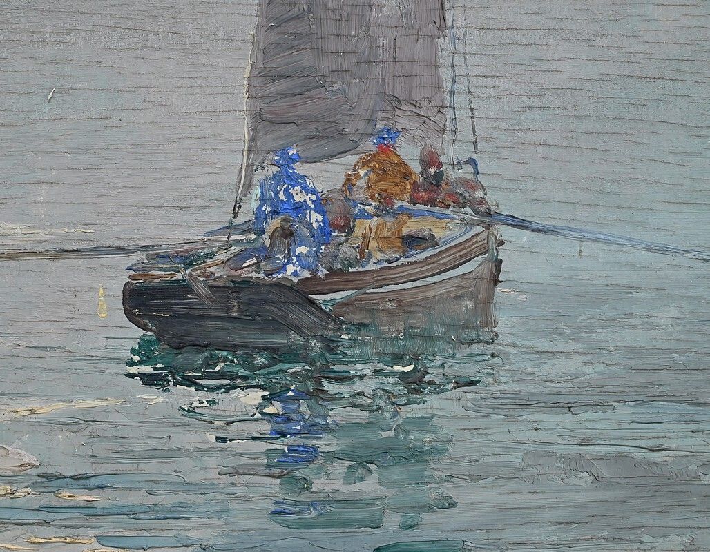 Painting “In The Mist” By G. Lhermitte – 1930 photo vintage
