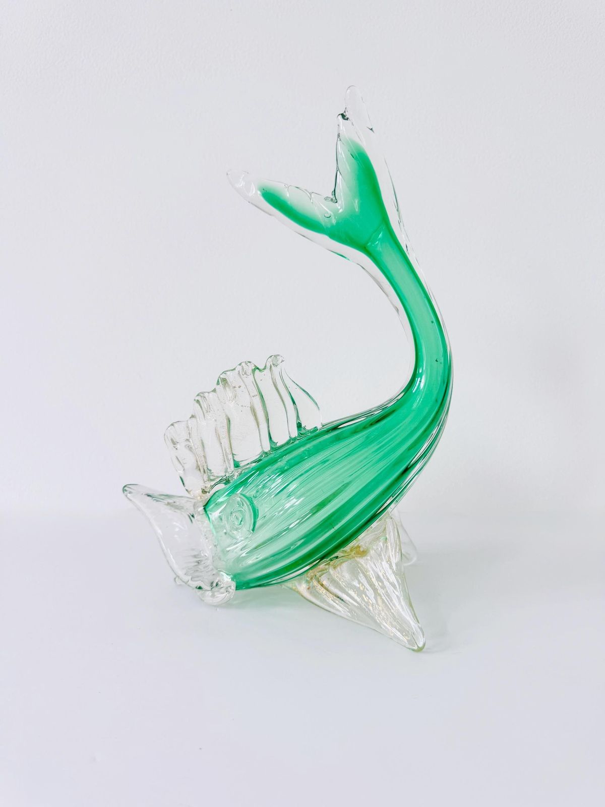 Vintage Murano Glass Fish, Green Glass Fish Ornament