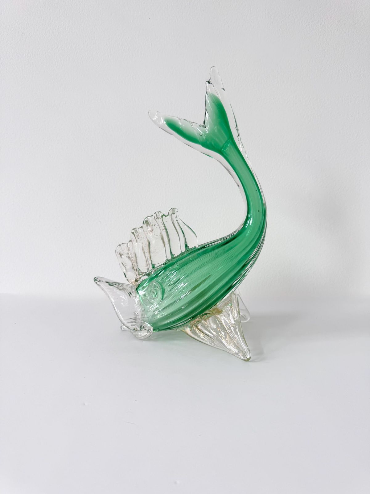 Vintage Murano Glass Fish, Green Glass Fish Ornament photo furniture