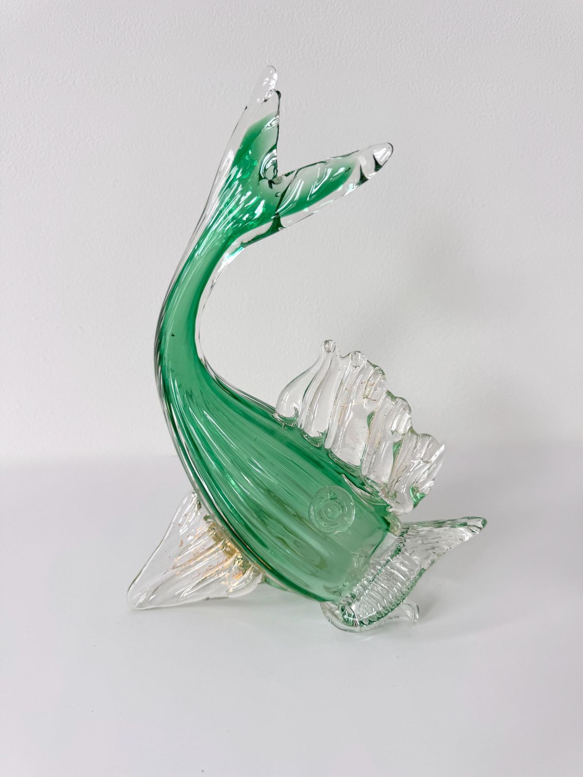 Vintage Murano Glass Fish, Green Glass Fish Ornament photo vintage