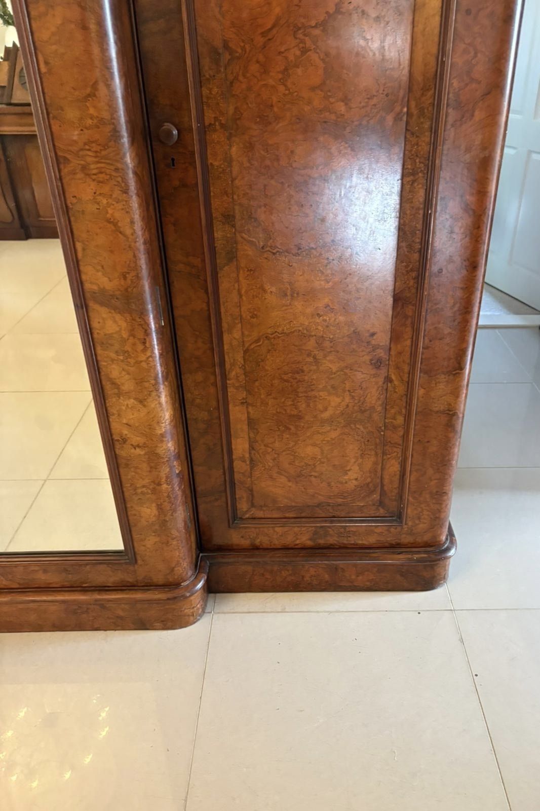Outstanding Quality Large Antique 19th Century Burr Walnut Wardrobe photo vintage