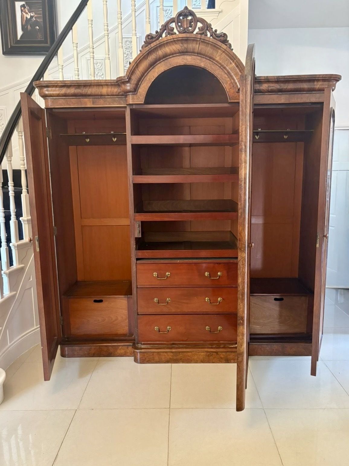 5450.0 Outstanding Quality Large Antique 19th Century Burr Walnut Wardrobe photo