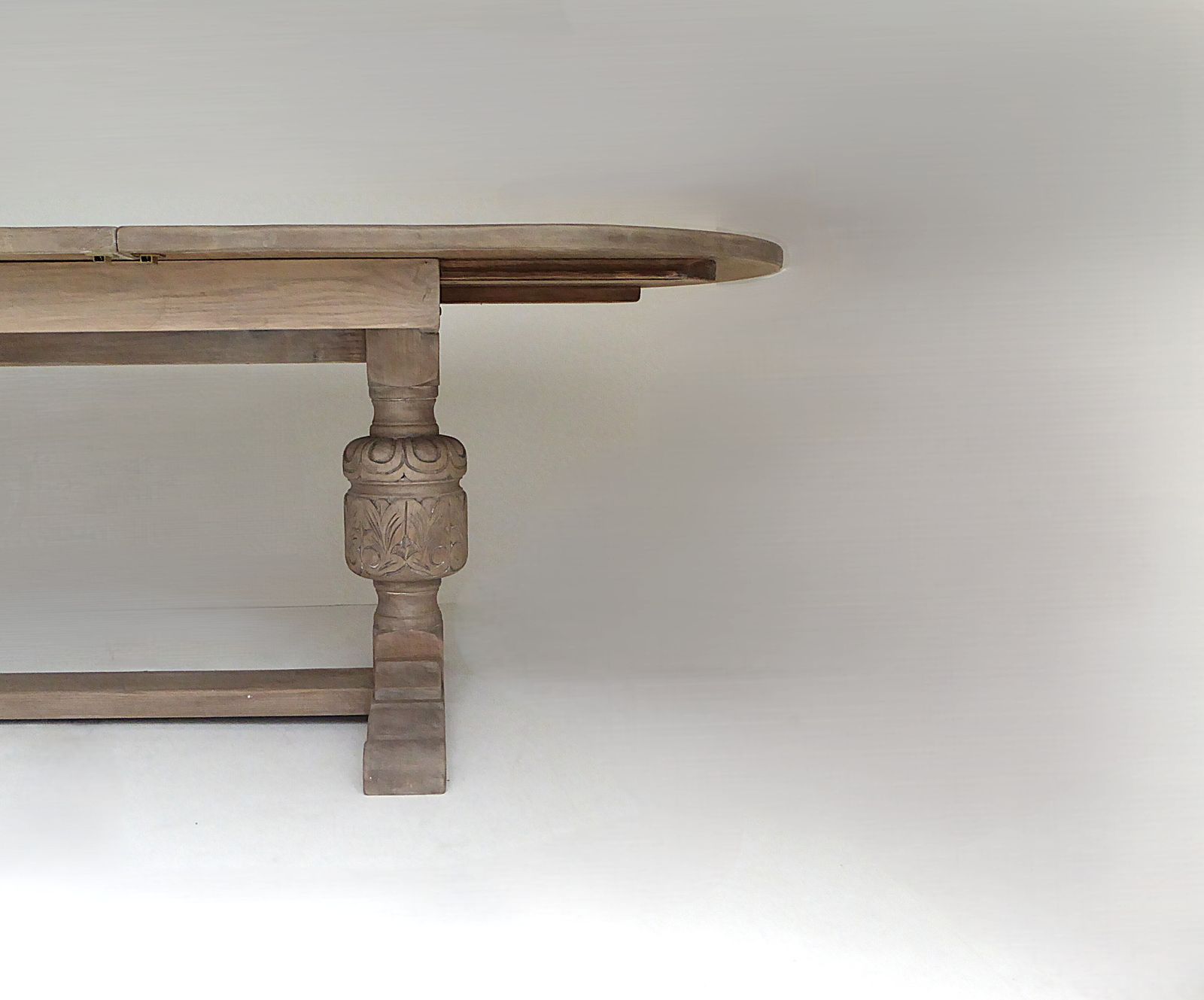 2450.0 Antique Extending Weathered  Solid Oak Refectory Kitchen Dining Table 227 X 92 X 79 And Six Chairs photo