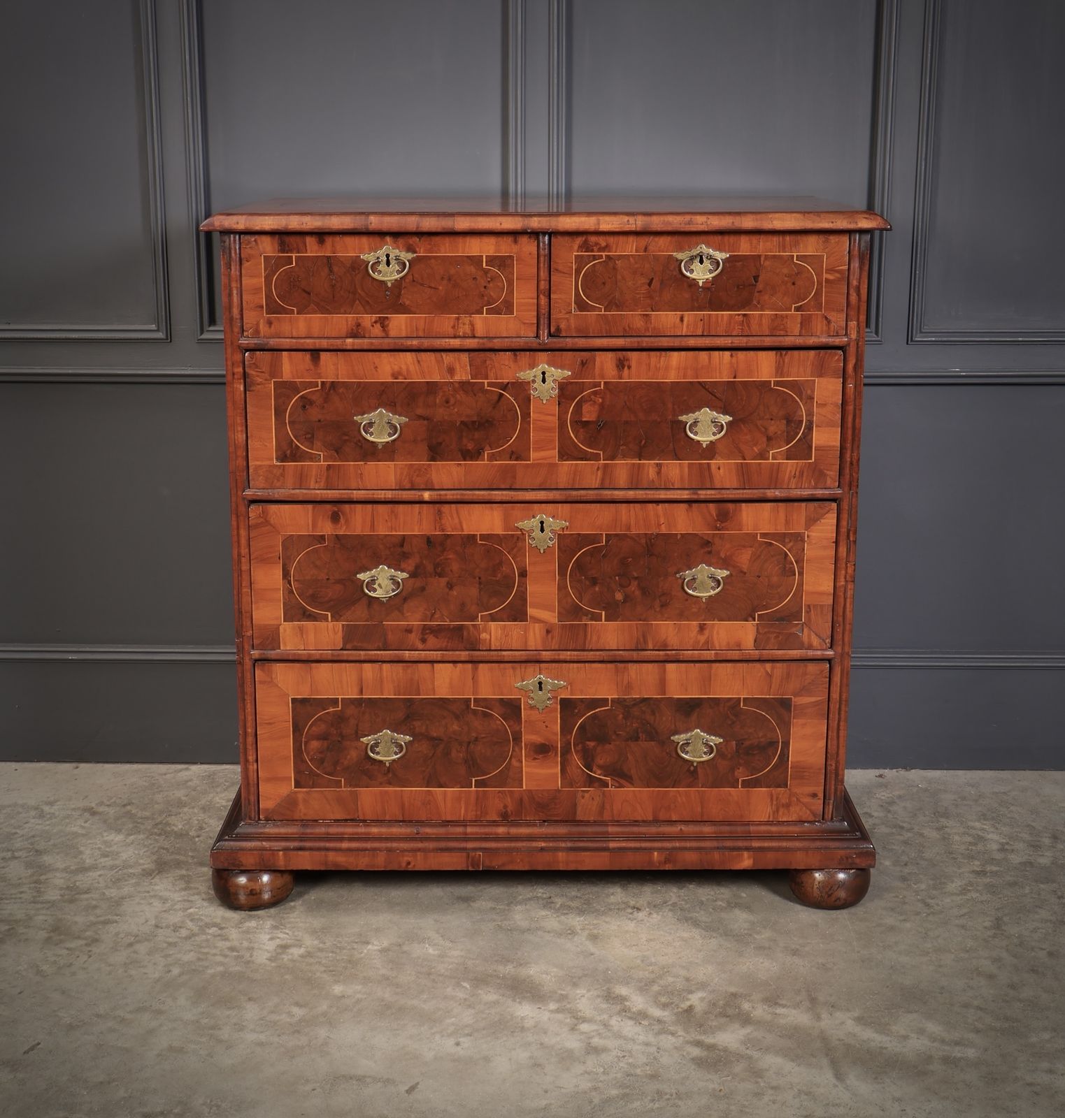 photo for sale William & Mary Oyster Veneered Chest Of Drawers