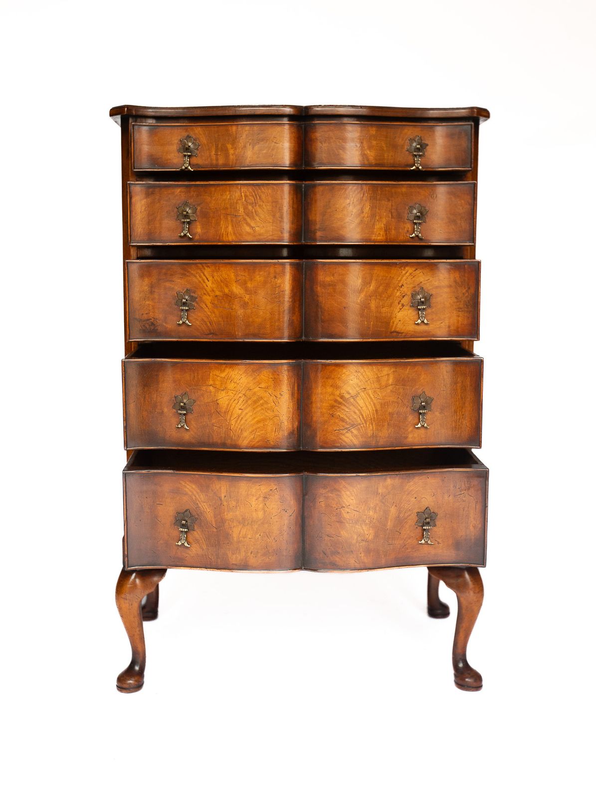 Walnut Queen Anne Style 5 Drawer Chest 1920s photo 850.0