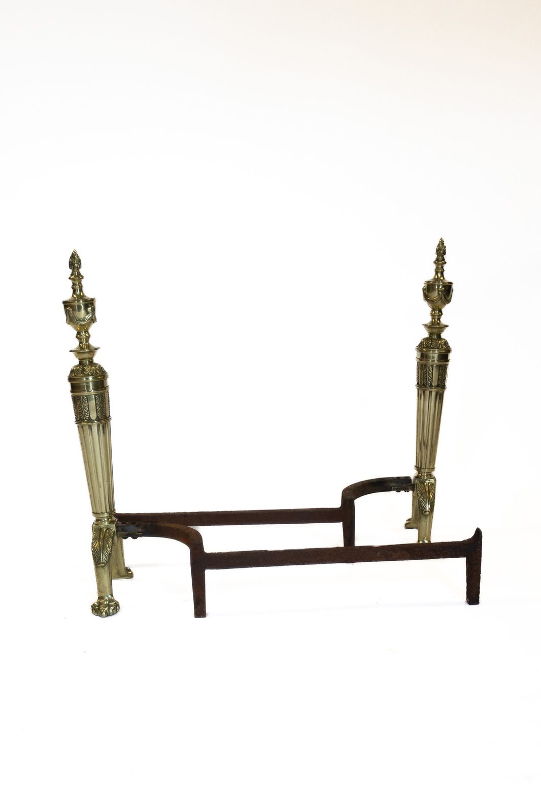 Pair Regency Brass & Iron Fire Dogs / Andirons photo Home Fixtures