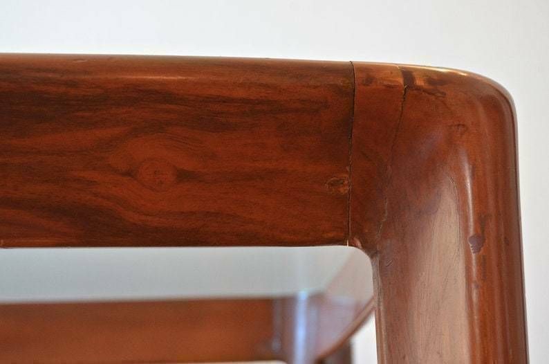 Very Rare Midcentury Italian Dining Table In Wood And Glass By Angelo Mangiarotti For Sorgente Dei Mobili. Delivery. photo Furniture