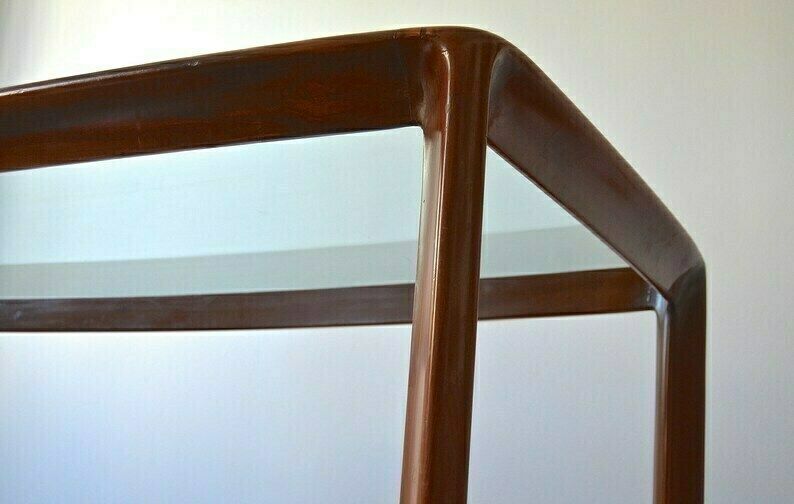 photo furniture Very Rare Midcentury Italian Dining Table In Wood And Glass By Angelo Mangiarotti For Sorgente Dei Mobili. Delivery.