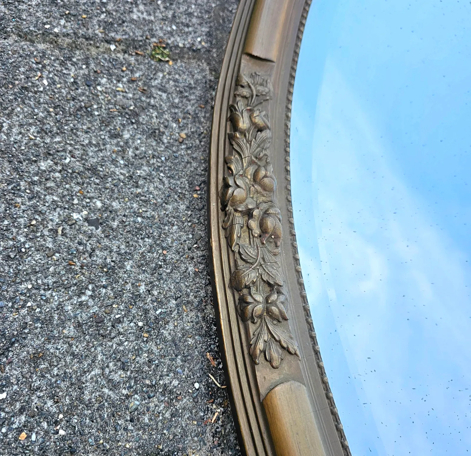 Oval Mirror  Plaster  Wood  1930s  Facet Cut photo buy