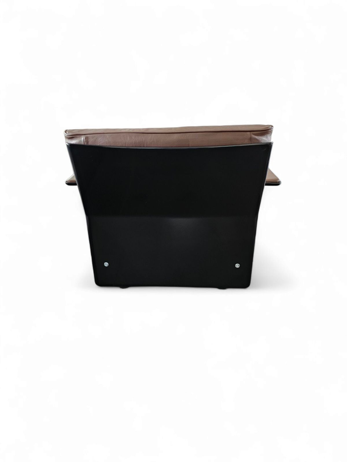 photo for sale 2 X Black Shell & Brown Leather 620 Chair Programme Lounge Chair By Dieter Rams For Vitsoe 1980s