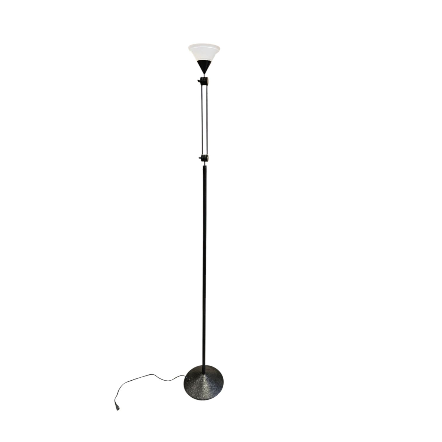 Adjustable  Conical Glass And Black Metal Floor Lamp By Tronconi 1970s Italy