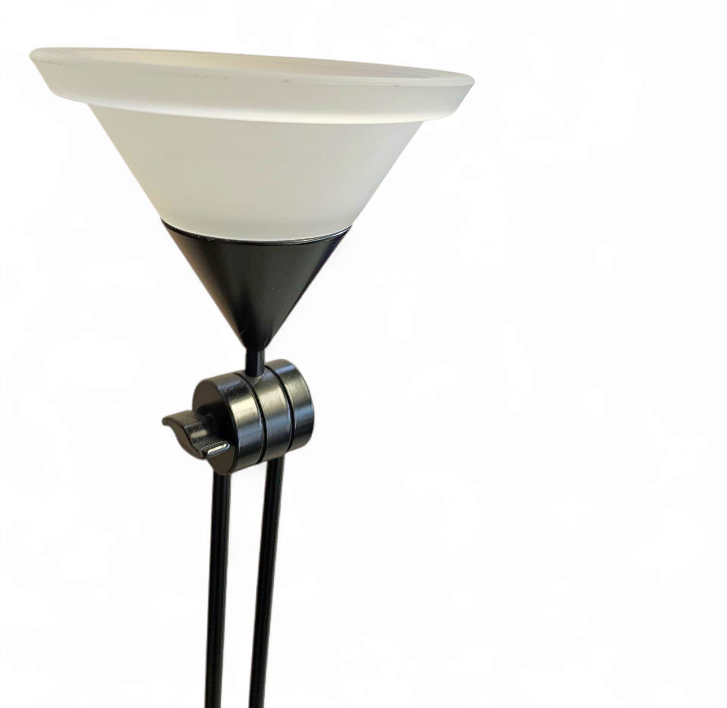 photo for sale Adjustable  Conical Glass And Black Metal Floor Lamp By Tronconi 1970s Italy
