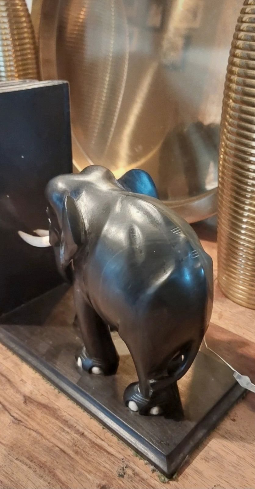 Pair Of Small Antique Elephant Bookends photo vintage